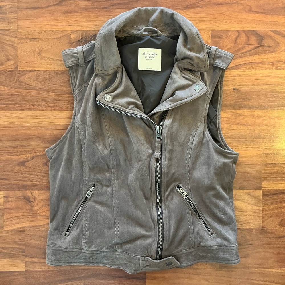 Abercrombie & Fitch Faux Suede Moto Vest